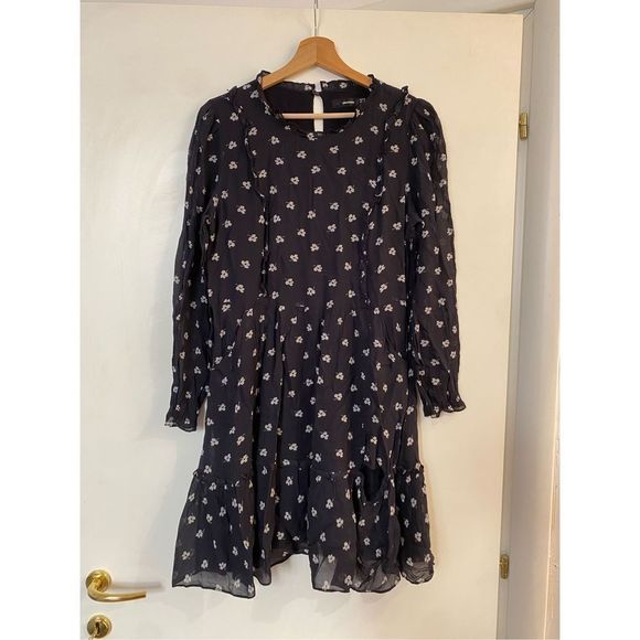 Hall Huber Blue White Floral Viscose Dress Size US 10 - Picture 10 of 10